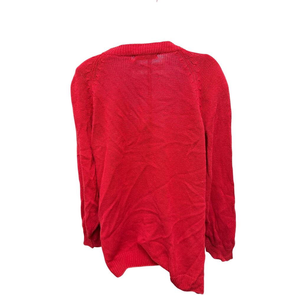 VTG 80's Alyssa Brooke Knit Sweater XXL Red Acrylic Deep V Neck Preppy Oversized - Picture 3 of 5